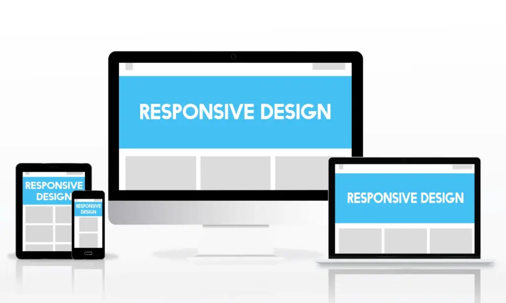 Responsive website shown on laptop, tablet and phone